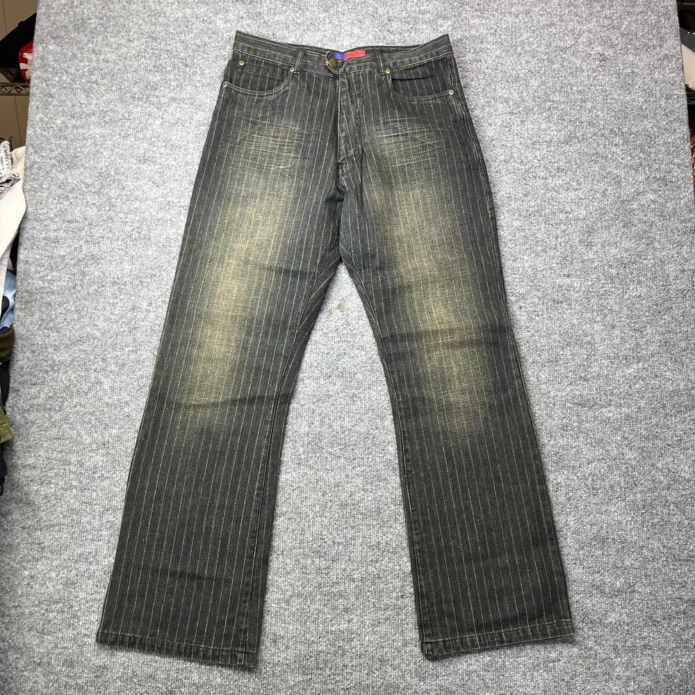 Vintage Super S Jeans Men's Hickory Pinstripe Denim Relaxed Straight Fit - 32X32